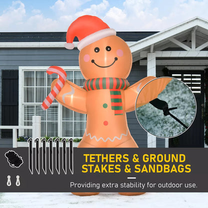 8ft Christmas Inflatable Gingerbread Man Lighted Home Indoor Outdoor Decoration