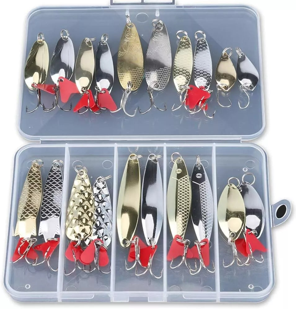 20pcs Metal Fishing Spoon Lures Hard Baits Saltwater Fishing Lures Spinner Baits