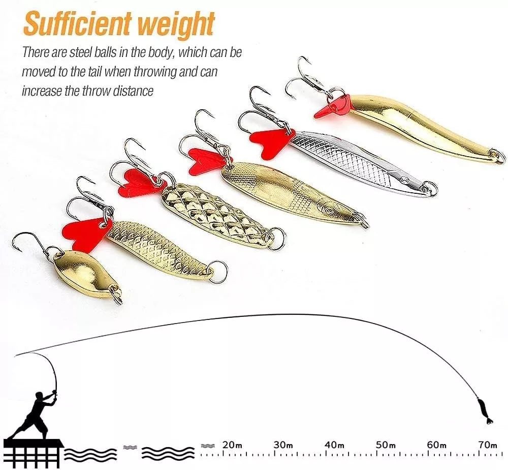 20pcs Metal Fishing Spoon Lures Hard Baits Saltwater Fishing Lures Spinner Baits