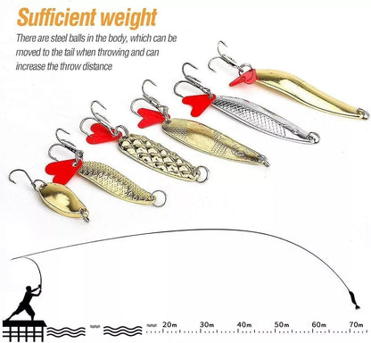20pcs Metal Fishing Spoon Lures Hard Baits Saltwater Fishing Lures Spinner Baits