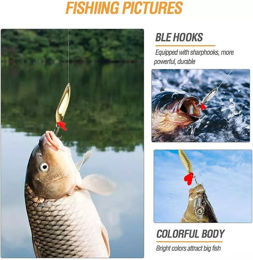 20pcs Metal Fishing Spoon Lures Hard Baits Saltwater Fishing Lures Spinner Baits