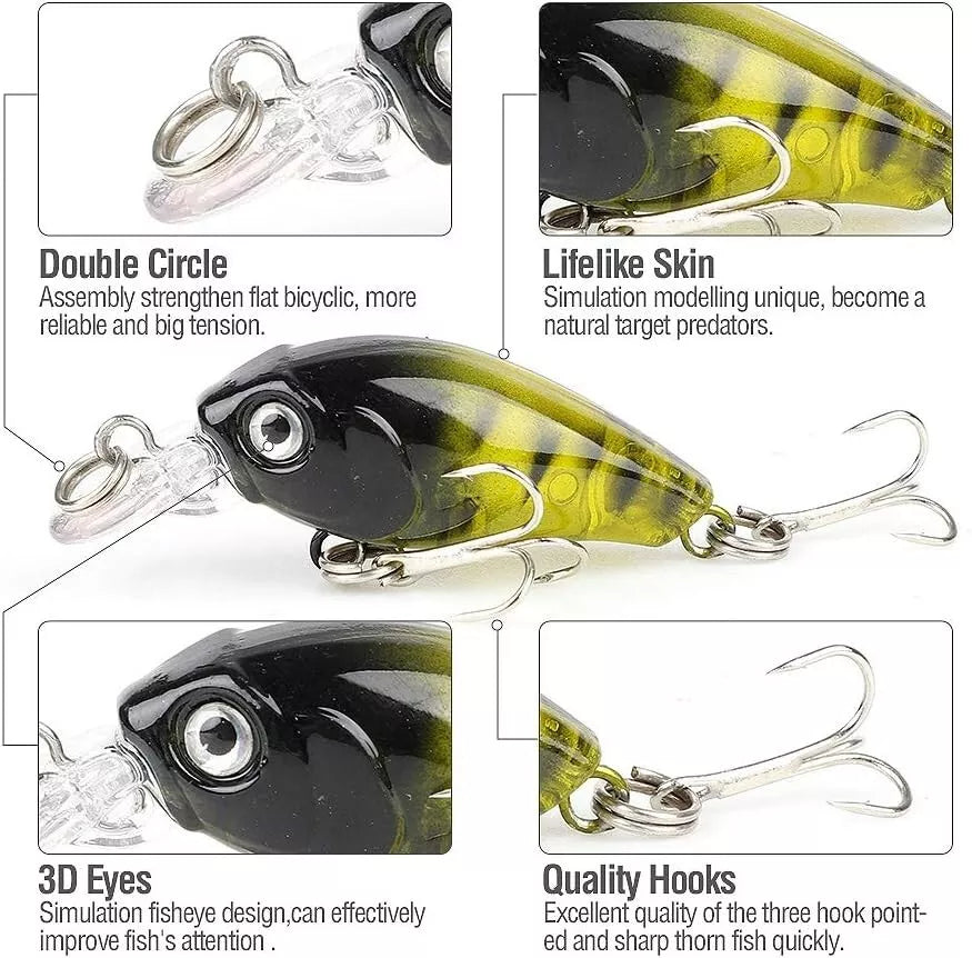 8pcs Fishing Lures Minnow Wobbler Crankbaits Pike Perch Chub Trout Bait Gear