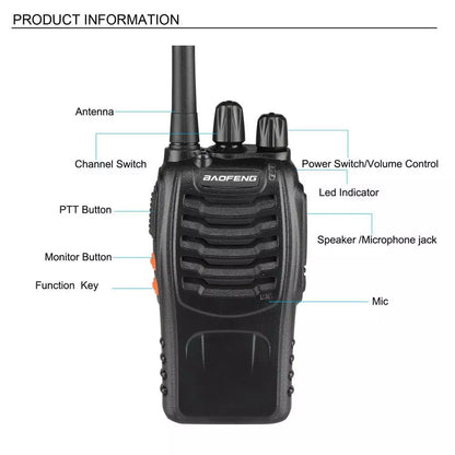 2 x Walkie Talkies Long Range Two Way Radio PMR 16CH w/Headsets