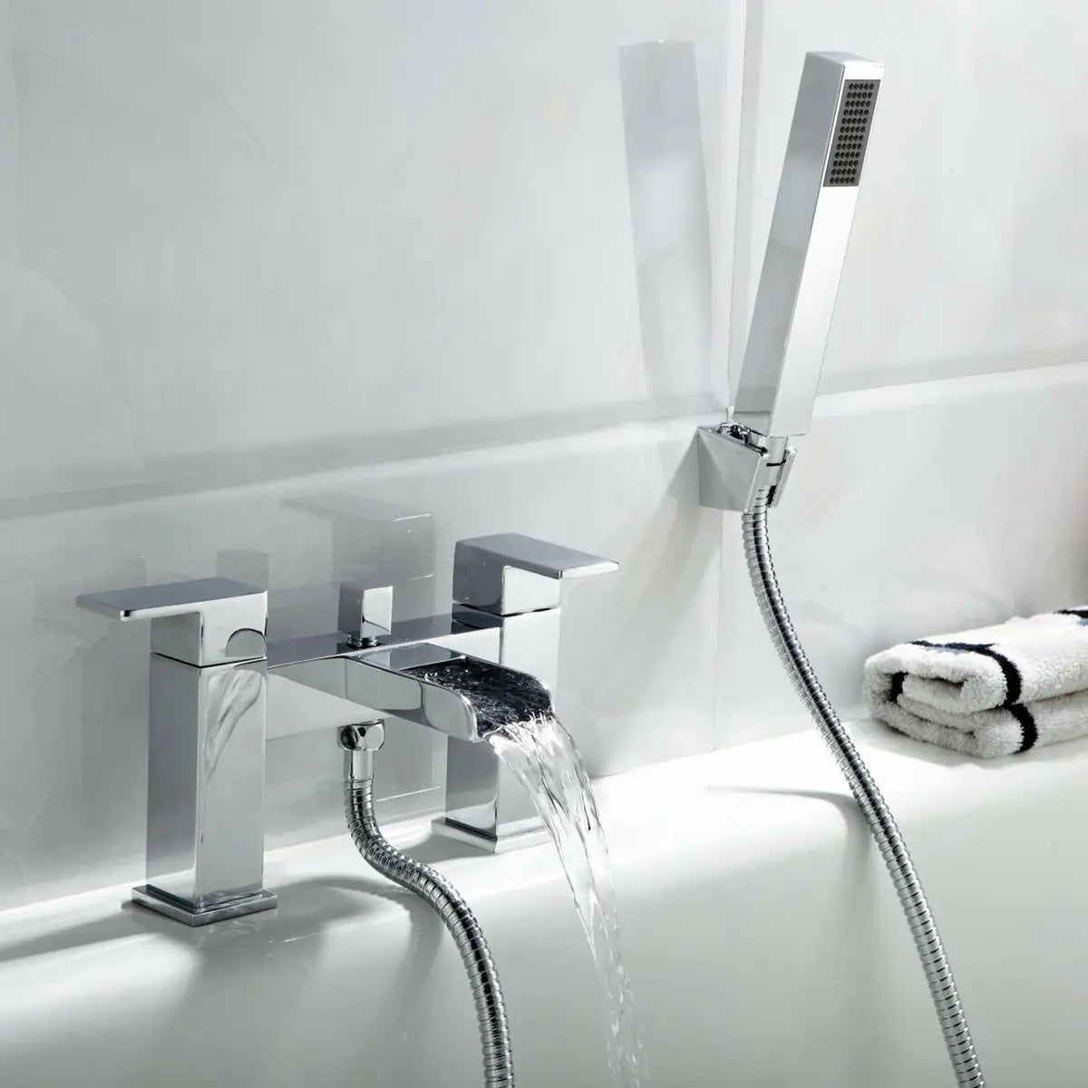 Waterfall Bathroom Shower Mixer Taps Chrome Filler