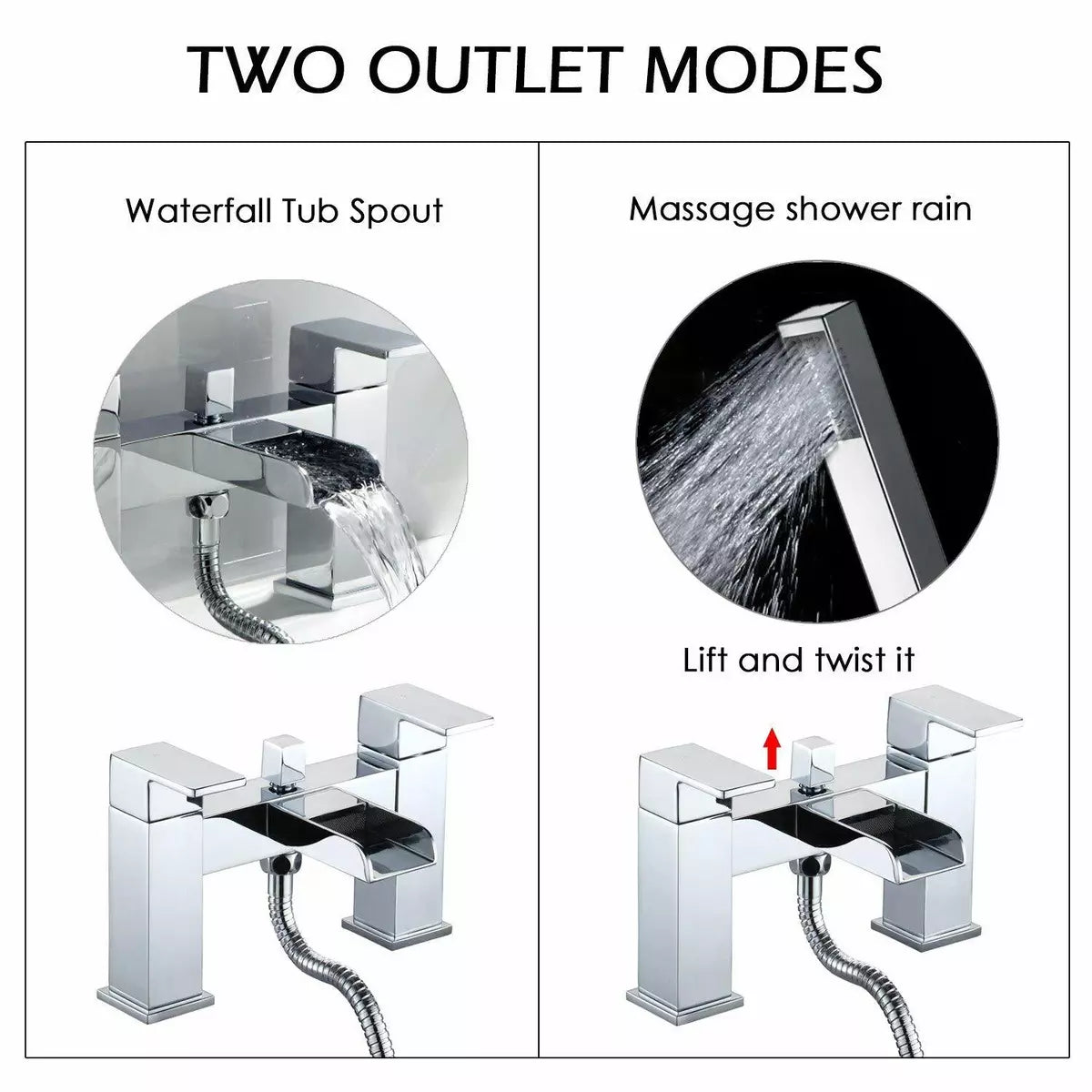 Waterfall Bathroom Shower Mixer Taps Chrome Filler