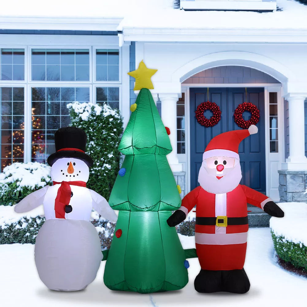 Inflatable Christmas Tree Snowman Santa LED Lights Blow up Xmas Decoration 180cm