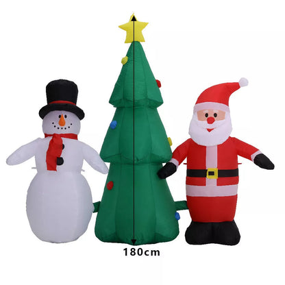 Inflatable Christmas Tree Snowman Santa LED Lights Blow up Xmas Decoration 180cm