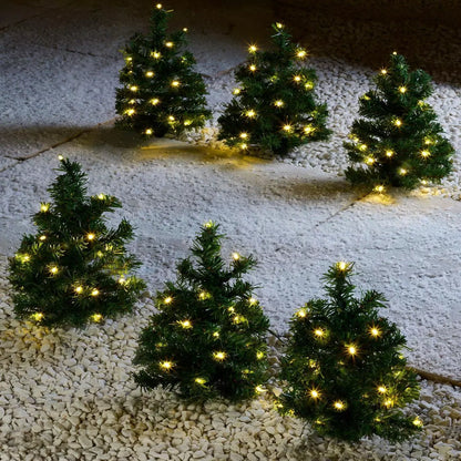 Pre-Lit Christmas Tree Pathway Light Decorations Warm White LED Lights Set of 6