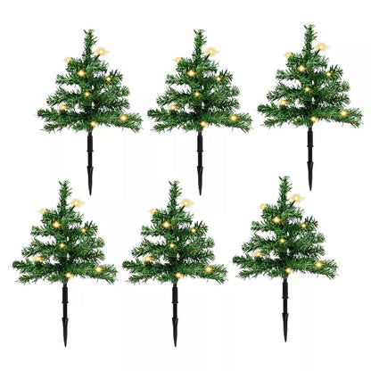 Pre-Lit Christmas Tree Pathway Light Decorations Warm White LED Lights Set of 6
