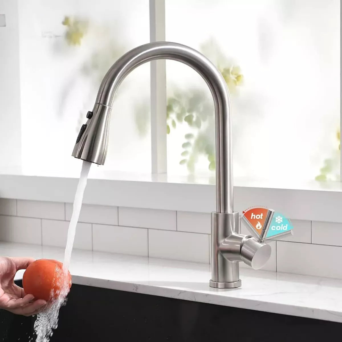360° Kitchen Sink Mixer Taps Pull Out Spout Mono Spray Head Single Lever Modern