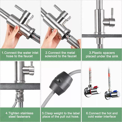 360° Kitchen Sink Mixer Taps Pull Out Spout Mono Spray Head Single Lever Modern