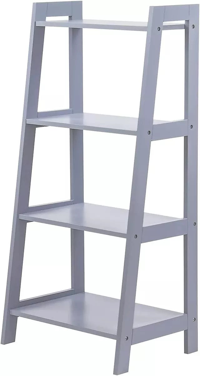 4 Tier Ladder Shelf Storage Shelving Bathroom Unit Bookcase Display Stand Grey