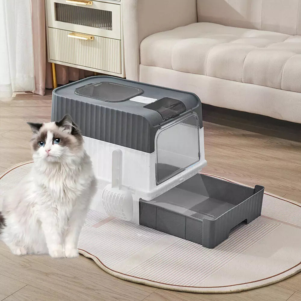 Large Cat Litter Box Self Cleaning Pan Drawer Anti-Splashing Cat Potty Tray
