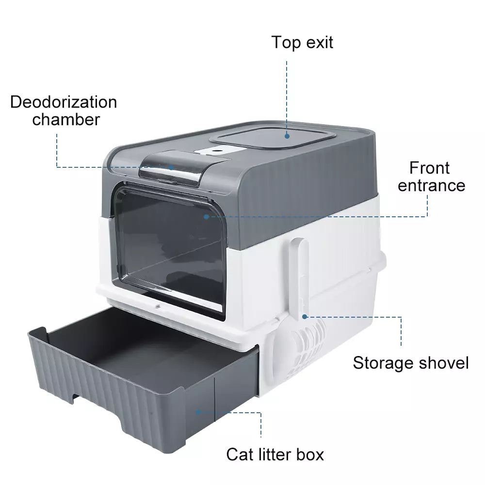 Large Cat Litter Box Self Cleaning Pan Drawer Anti-Splashing Cat Potty Tray