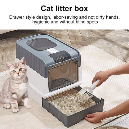 Large Cat Litter Box Self Cleaning Pan Drawer Anti-Splashing Cat Potty Tray