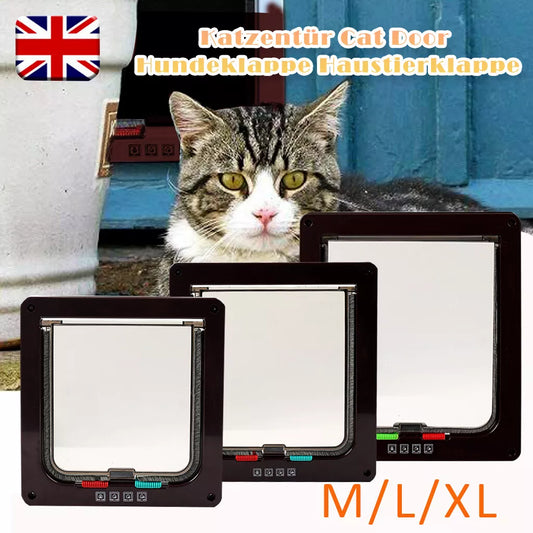 4 way Pet Door Locking Large Extra Large Dog Cat Flap Magnetic Door Frame