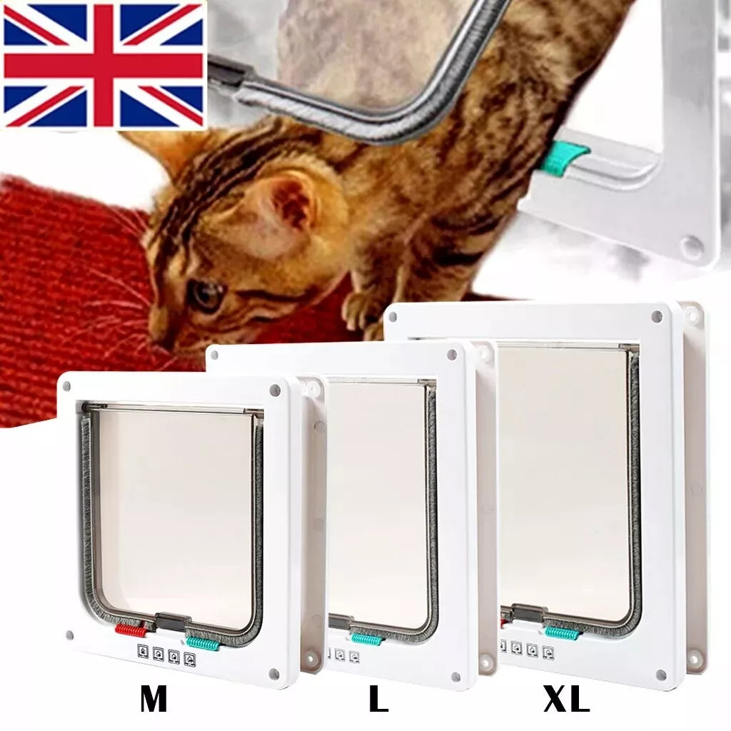 4 way Pet Door Locking Large Extra Large Dog Cat Flap Magnetic Door Frame