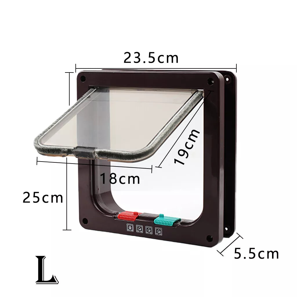 4 way Pet Door Locking Large Extra Large Dog Cat Flap Magnetic Door Frame