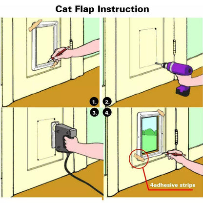 4 way Pet Door Locking Large Extra Large Dog Cat Flap Magnetic Door Frame