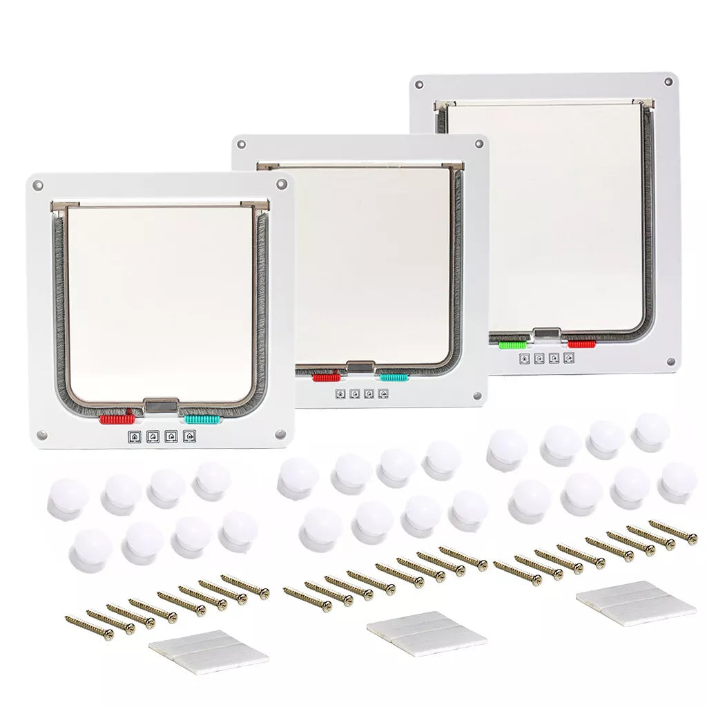 4 way Pet Door Locking Large Extra Large Dog Cat Flap Magnetic Door Frame