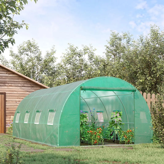 Walk in Polytunnel Garden Greenhouse Window Door Outdoor Plant Flower 6 x 3M