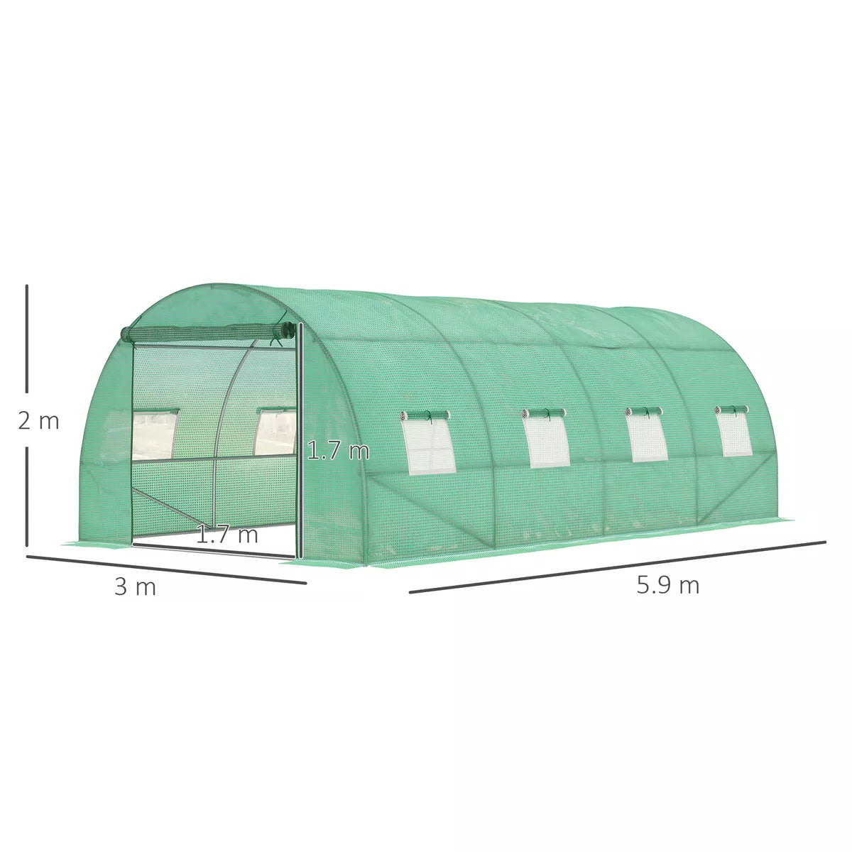 Walk in Polytunnel Garden Greenhouse Window Door Outdoor Plant Flower 6 x 3M