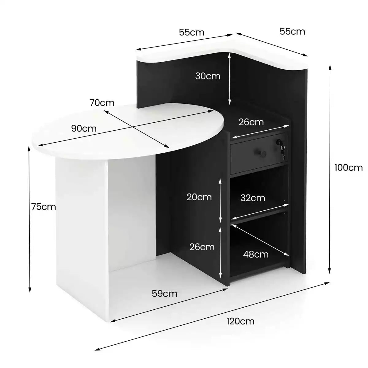 Reception Desk Front Counter Desk w/ Lockable Drawer