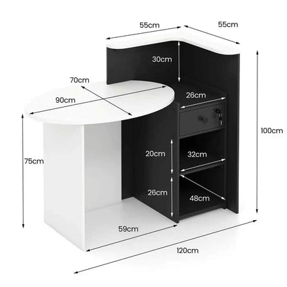 Reception Desk Front Counter Desk w/ Lockable Drawer