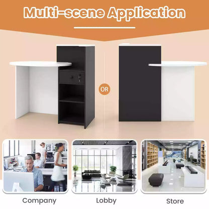 Reception Desk Front Counter Desk w/ Lockable Drawer
