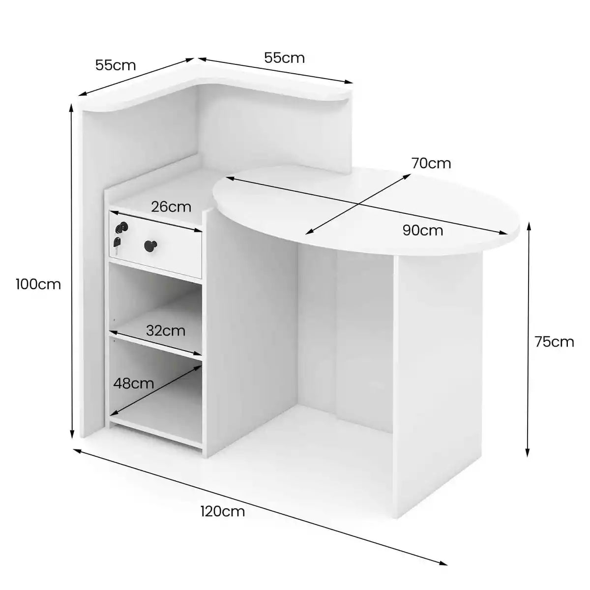 Reception Desk Front Counter Desk w/ Lockable Drawer