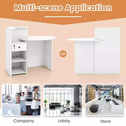 Reception Desk Front Counter Desk w/ Lockable Drawer