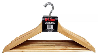 20 X WOODEN COAT HANGERS SUIT GARMENTS CLOTHES WOOD HANGER TROUSER BAR SET