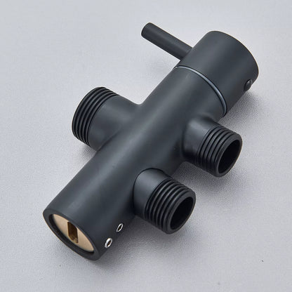 Black Exposed Bathroom Shower Twin Head Large Bar Set Square Valve Rail Hose Tap