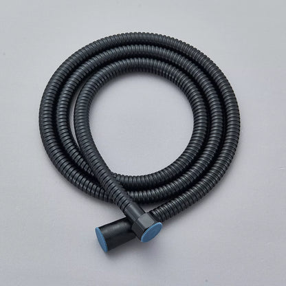 Black Exposed Bathroom Shower Twin Head Large Bar Set Square Valve Rail Hose Tap