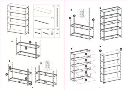 5 Tier Racking Shelf Heavy Duty 180x90x40cm Garage Shelving Storage Shelves Unit