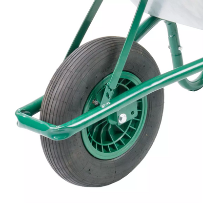 85L HEAVY DUTY WHEELBARROW GALVANISED METAL BUILDERS GARDEN PNEUMATIC 160KG