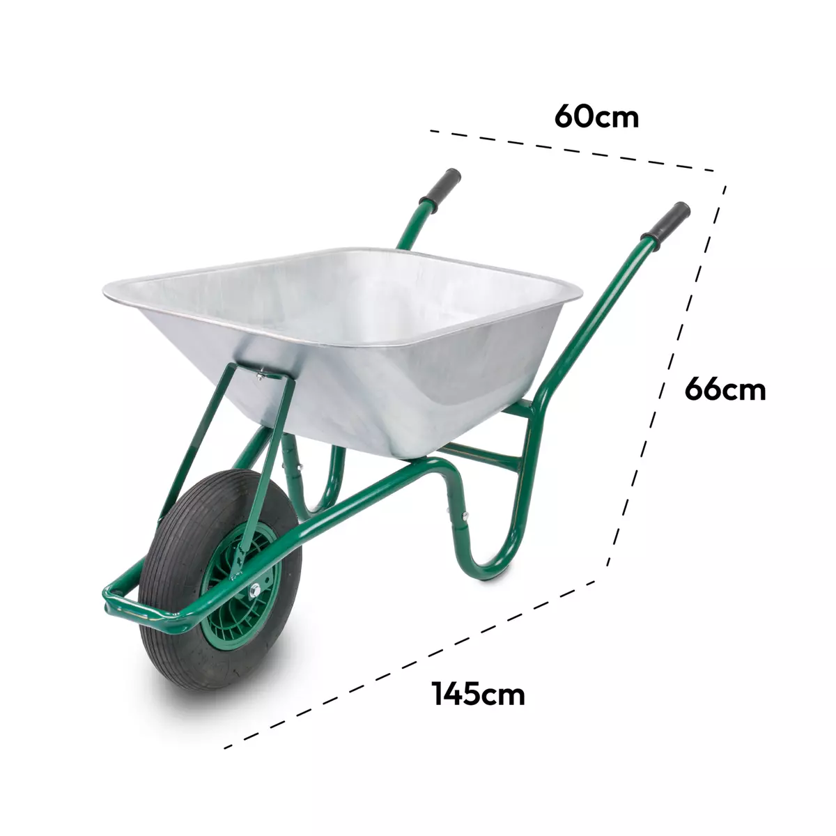 85L HEAVY DUTY WHEELBARROW GALVANISED METAL BUILDERS GARDEN PNEUMATIC 160KG