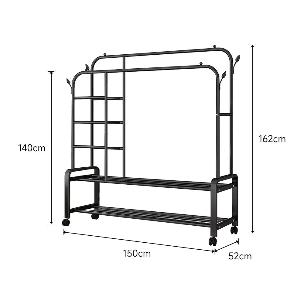 Heavy Duty Double Clothes Rail Rack Hanging Garment Display Stand Open Wardrobe Royalcart