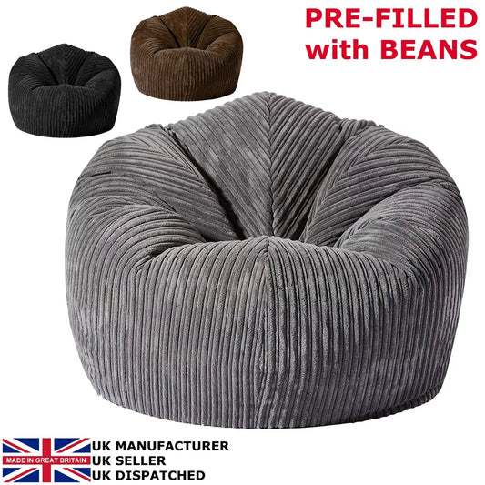 JUMBO CORDUROY GIANT Bean Bag Chair GILDA Adult Gaming Beanbag Seat lounge Royalcart