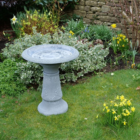 Grey Cameo Bird Bath complete with a tall stem Royalcart