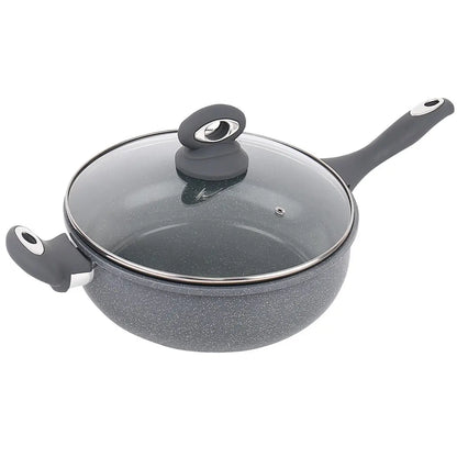 Forged 9 Pcs Grey Marble Carbon Steel Cookware Set Non Stick Pan Saucepan Pots Royalcart
