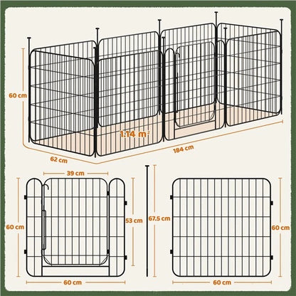 60 cm Tall Dog Playpen Panels, Foldable 8 Panels Puppy Fence for Small Dogs