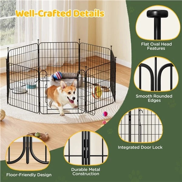 60 cm Tall Dog Playpen Panels, Foldable 8 Panels Puppy Fence for Small Dogs