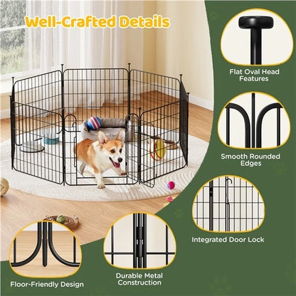 60 cm Tall Dog Playpen Panels, Foldable 8 Panels Puppy Fence for Small Dogs