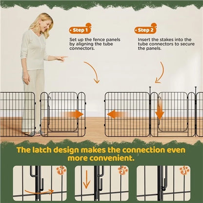 60 cm Tall Dog Playpen Panels, Foldable 8 Panels Puppy Fence for Small Dogs
