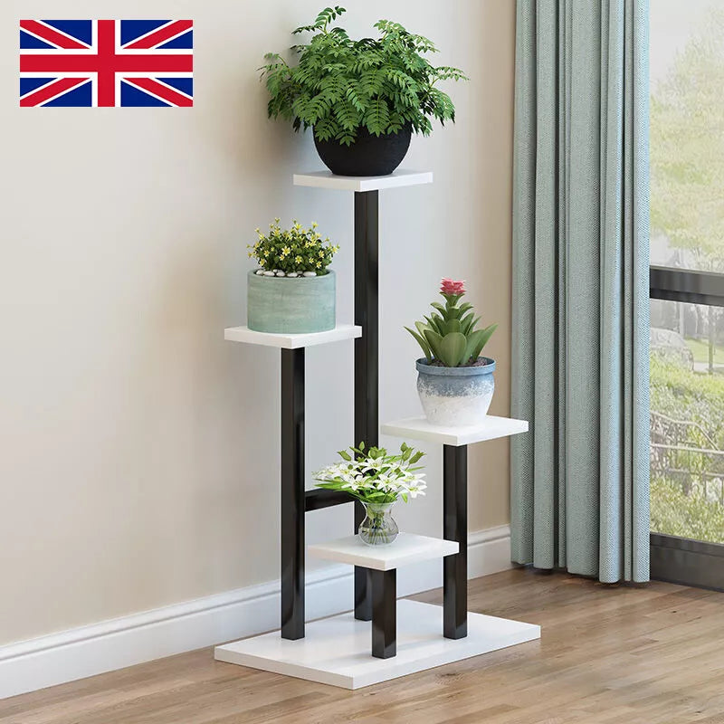 4 Tier Metal Plant Stand Indoor Outdoor Garden Flower Pot Shelf Display Rack UK
