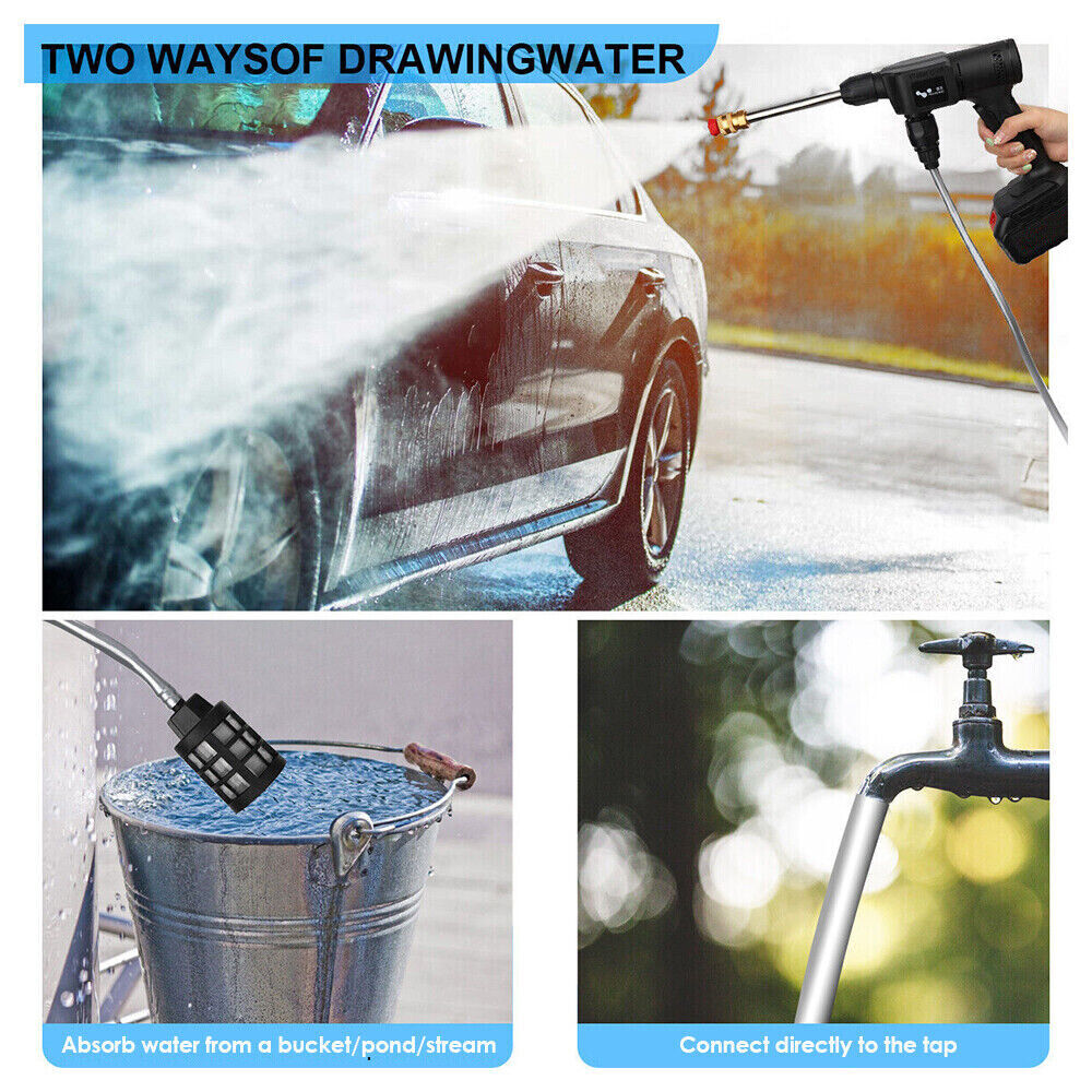 Battery Cordless Car High Pressure Washer Jet Water Wash Cleaner Gun Portable UK Royalcart