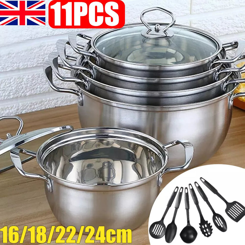 11PCS Induction Non Stick Stainless Steel Cookware Royalcart