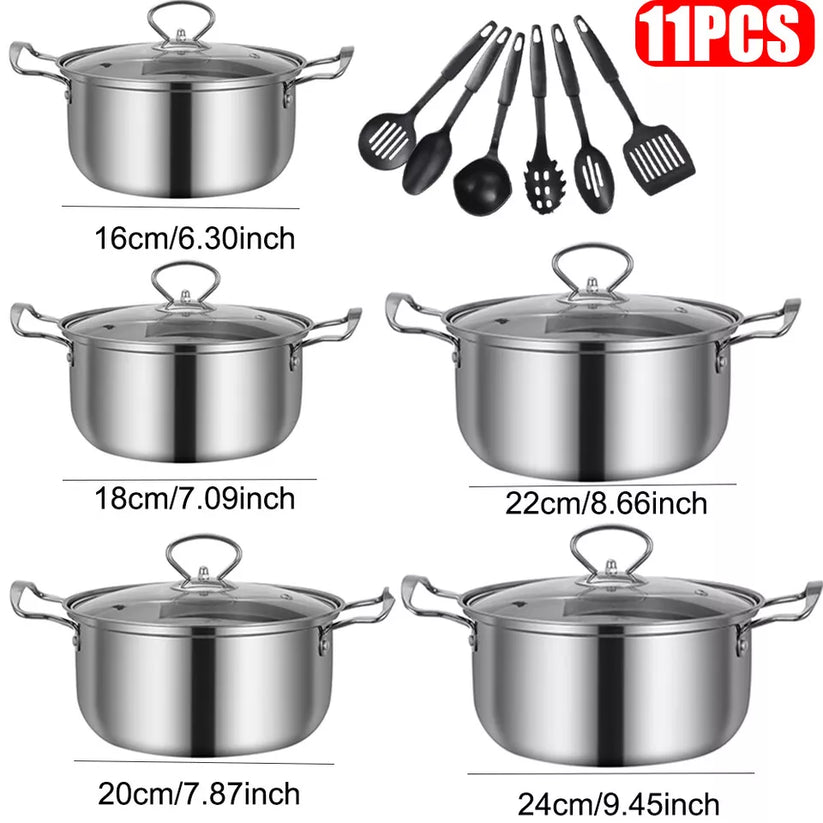 11PCS Induction Non Stick Stainless Steel Cookware Royalcart