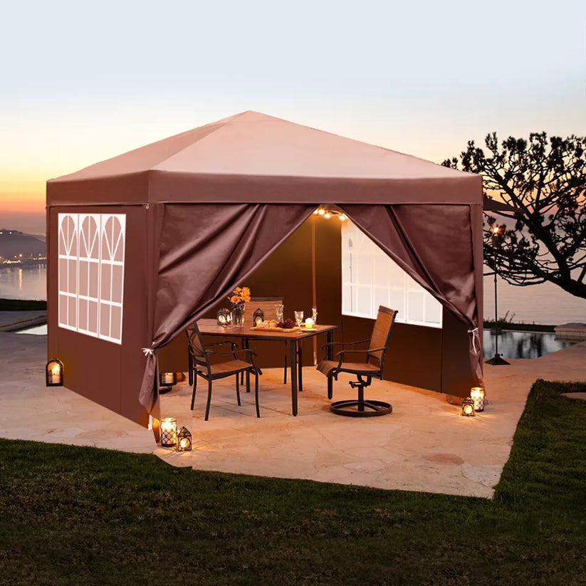 3x3M Heavy Duty Gazebo Marquee Pop-up Waterproof Garden Party Tent 4 WallSides